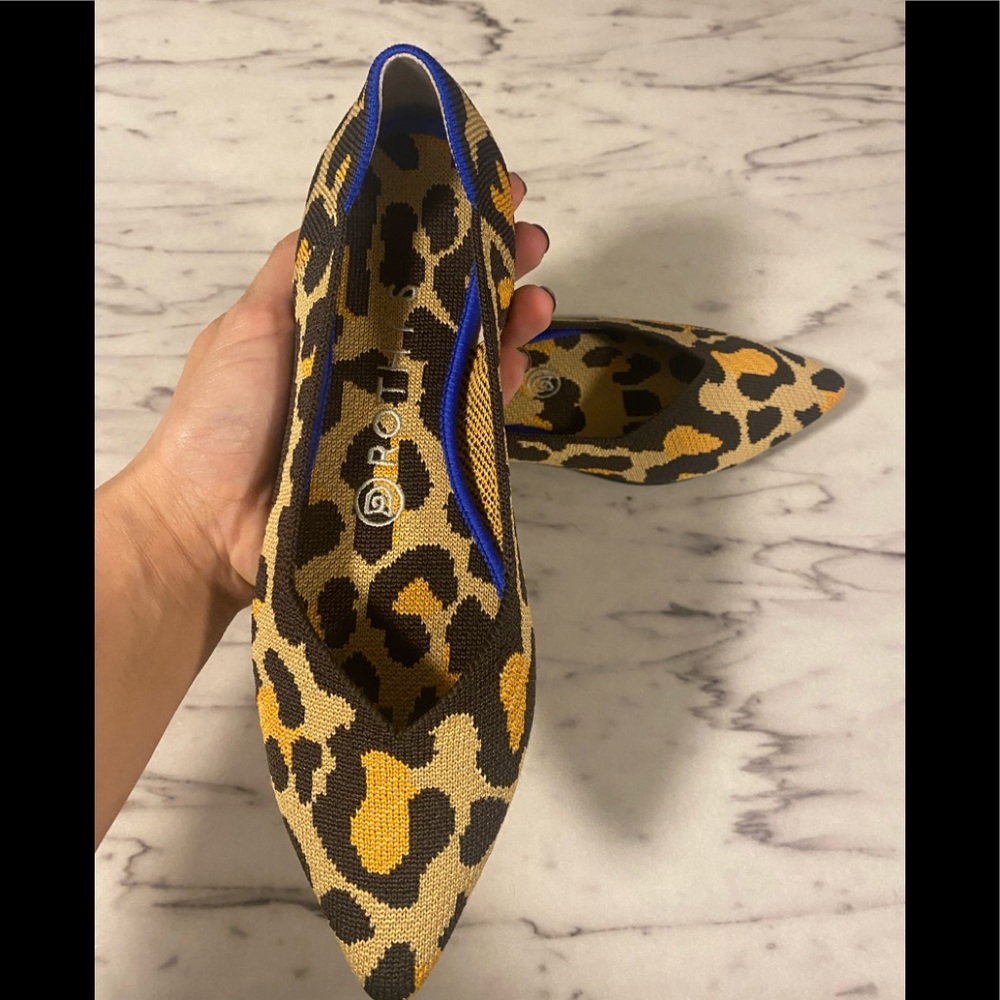 ROTHYS cheetah pointed-toe flats